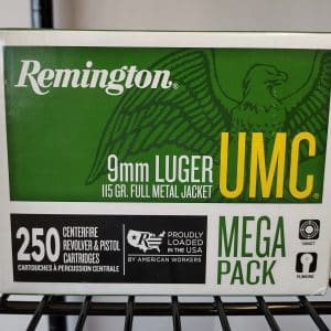 Remington UMC 9mm - 115 Grain | FMJ | 1145 fps | 250/ct - Mega Pack | No Tax Outside Texas
