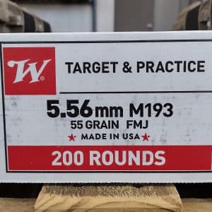 Winchester USA 5.56 M193 Rifle Ammo - 55 Grain | FMJ | 3240 fps | 200/ct