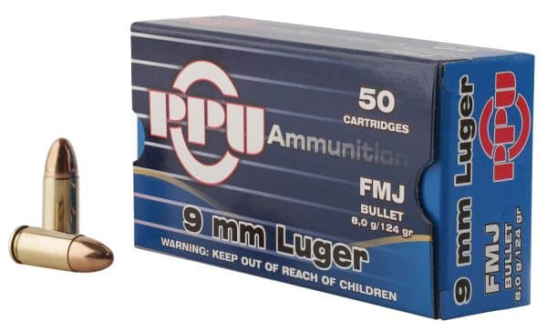 PPU PPH9F2 9mm Luger Handgun Ammo - 124 Grain | FMJ