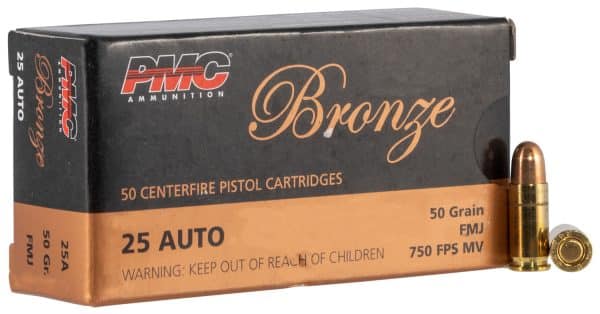 PMC 25A Bronze .25 ACP/Auto Handgun Ammo - 50 Grain | FMG | 750 fps | 50/Ct