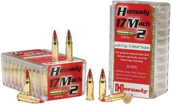 Hornady 83177 17-HM2 Rimfire Ammo - Varmint Express | 17 Grain | VMAX | 2100 fps | 50/Ct