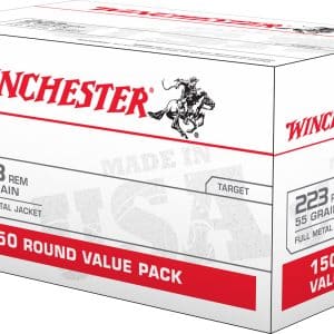 Winchester W223150 .223 Remington USA Rifle Ammo - 55 Grain | FMJ-BT | 3240 fps | 150/Ct