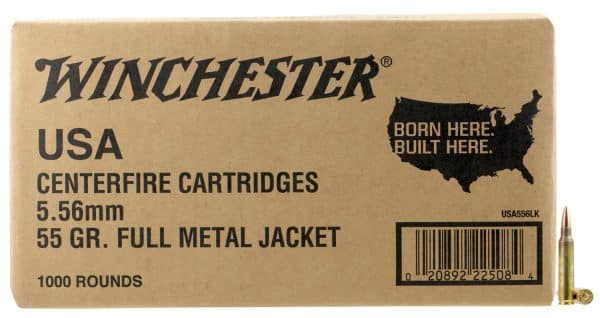 Winchester WM1931000 5.56x45mm NATO Lake City Rifle Ammo - 55 Grain | M193 | FMJ-BT | 3180 fps | 1000/Ct