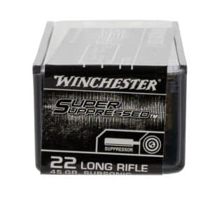 Winchester SUP22LR Super Suppressed .22LR Rimfire Ammo - 45 Grain | LRN | 1090 fps | 100/Ct