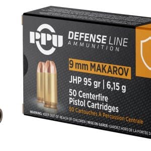 PPU PPD9M 9x18 Makarov Defense Handgun Ammo - 95 grain | JHP | 1015 fps | 50/Ct