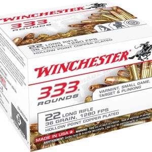 Winchester 22LR333HP .22LR Rimfire Ammo - 36 Grain | CPHP | 1280 fps | 333/Ct
