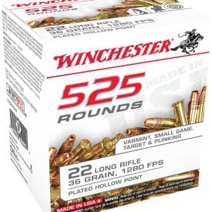 Winchester 22LR525HP .22LR Rimfire Ammo - 36 Grain | CPHP | 1280 fps | 525/Ct
