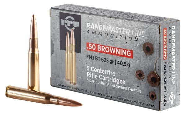 PPU .50 BMG PPRM50 Metric Rifle Ammo - 625 Grain | FMJ-BT | 2940 fps | 5/Ct