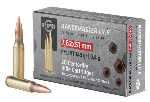 PPU 7.62x51 NATO PPRM762M Rangemaster Rifle Ammo - 145 Grain | FMJ-BT | 2835 fps | 20/Ct