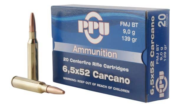 PPU 6.5x52mm Carcano PP6CF Metric Rifle Ammo - 139 Grain | FMJ-BT | 2790 fps | 20/Ct