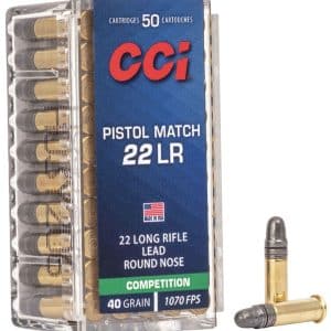 CCI 0051 Pistol Match Competition .22LR Rimfire Ammo - 40 Grain | LRN | 1070 fps | 50/Ct