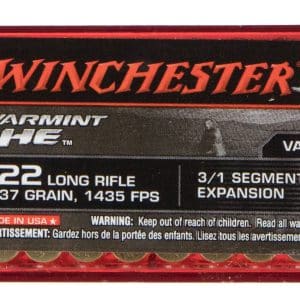 Winchester S22LRFSP .22LR Rimfire Ammo – 37 Grain | 3/1 Segmenting Expansion | 1400 fps | 50/Ct | Flat Rate Shipping