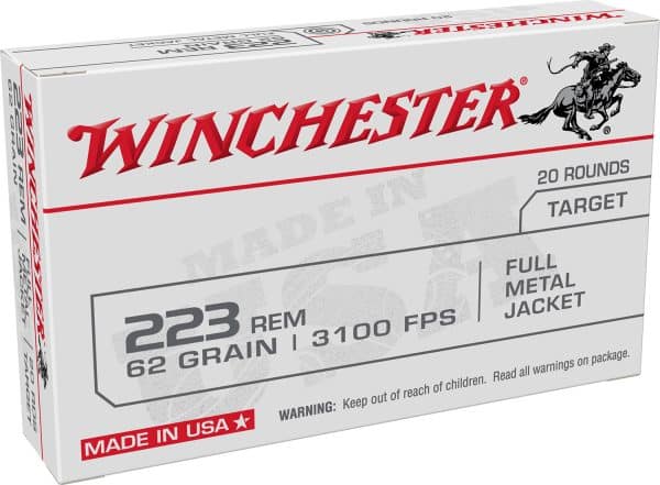 Winchester W223FMJ62 .223 Remington - 62 Grain | FMJ-BT | 20/Ct