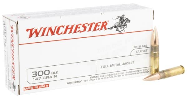 Winchester USA300B147 .300 Blackout Rifle Ammo - 147 grain | FMJ-OT | 1920 fps | 20/Ct