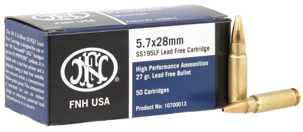 FN 10700013 SS195LF 5.7X28 High-Performance Handgun Ammo - 27 Grain | Lead-Free JHP | 1890 fps | 50/Ct