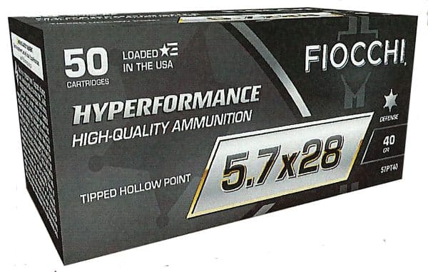 Fiocchi 57PT40 Hyperformance 5.7x28mm handgun ammo - 40 Grain | THP | 1750 fps | 50/Ct