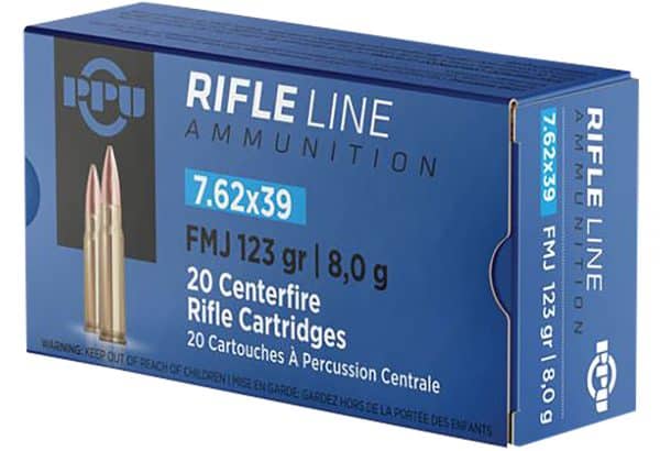 PPU PP739F 7.62x39mm Rifle Ammo - 123 Grain | FMJ | 2350 fps | 20/Ct