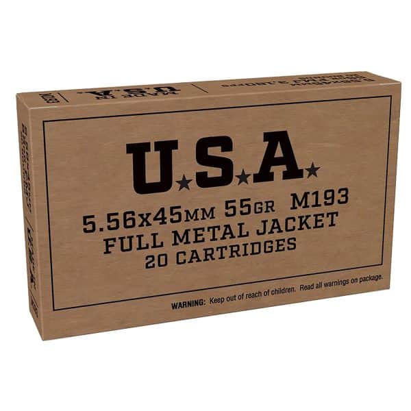 Winchester Ammo SGM193KW 5.56x45mm USA M193 NATO Rifle Ammo - 55 Grain | FMJ-BT | 3270 fps | 20/Ct