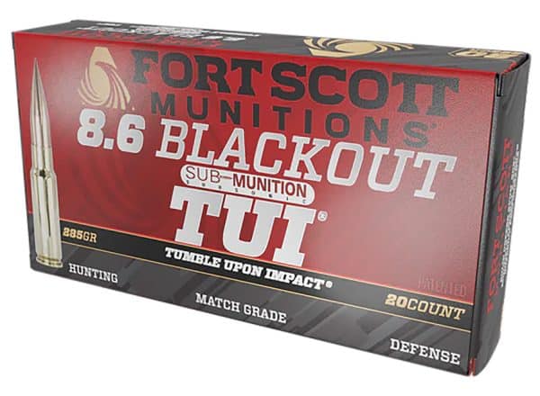 Fort Scott 8.6 Blackout Submunition Tumble Upon Impact (TUI) Rifle Ammo - 285 Grain | Solid Copper Spun | 1050 fps | 20/Ct