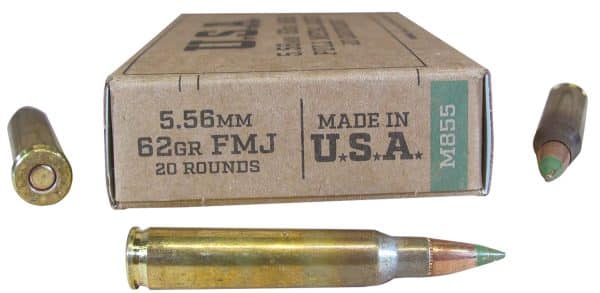 Winchester Ammo SGM855KW 5.56x45mm M855 NATO Rifle Ammo - 62 Grain | FMJ-BT | 3240 fps | 20/Ct