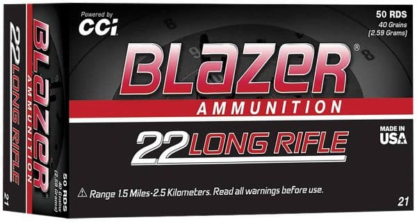 CCI 0021 Blazer .22LR Rimfire Ammo - 40 Grain | LRN | 1235 fps | 50/Ct