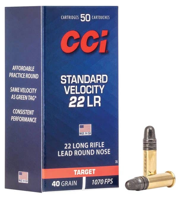 CCI 0035 Standard Velocity .22LR Rimfire Ammo - 40 Grain | LRN | 1070 fps | 50/Ct 