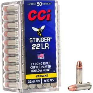 CCI 0050 Stinger .22LR Rimfire Ammo - 32 Grain | CPHP | 1640 fps | 50/Ct