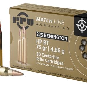 PPU PPM2232 .223 Remington Match Rifle Ammo - 75 grain | BT-HP | 2720 fps | 20/Ct