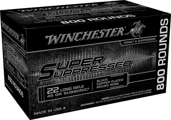 Winchester SUP22LRB Super Suppressed .22LR Rimfire Ammo - 45 Grain | LRN | 1090 fps | 50/Ct