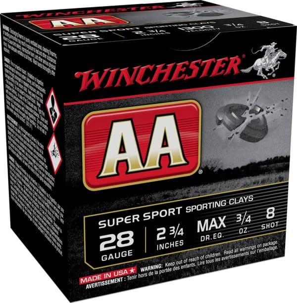 Winchester Ammo AASC288 AA Sporting Clay 28 Gauge - 2.75" | 3/4 oz | #8 | 25/CT | $14.99 Flat Rate Ship | No Tax Outside Texas