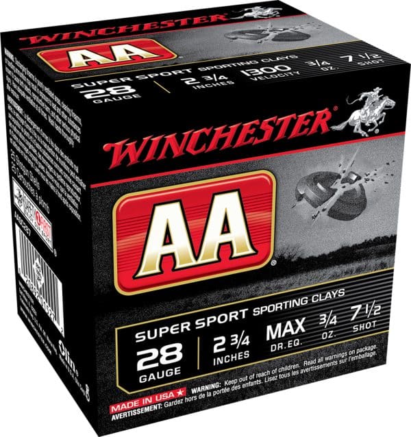 Winchester AASC287VP AA Sporting Clay 28 Gauge - 2.75" | 3/4oz | #7.5 | 100/CT