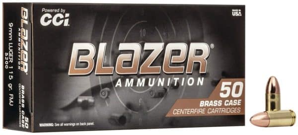 CCI 5200 9mm Luger Blazer Brass Handgun Ammo - 115 Grain | FMJ | 1135 fps | 50/Ct