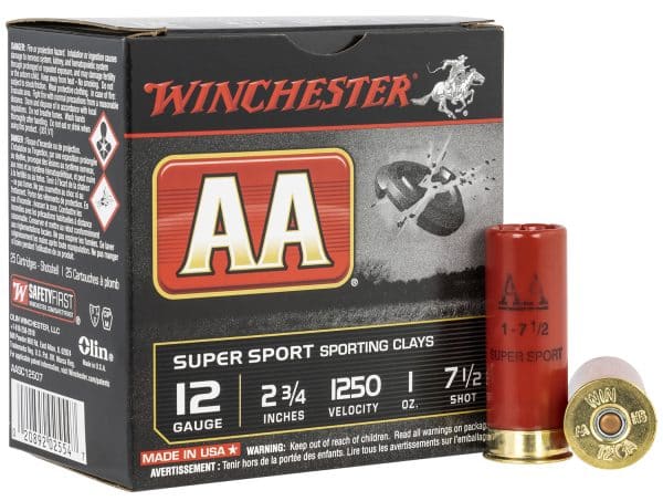 Winchester AASC12507 AA Super Sport Sporting Clay 12 Gauge - 2.75" | 1oz | #7.5 | 25/CT