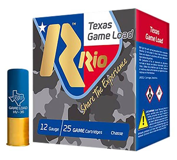 Rio TGHV368TX 12 Gauge Texas Game Load High Velocity Shotgun Ammo - 2.75" | 1-1/4 oz | #8 | 1340 fps | 25/Ct