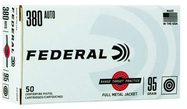 Federal RTP38095 .380 Auto Handgun Ammo - 95 Grain | FMJ | 980 fps | 50/Ct |No Tax Outside Texas