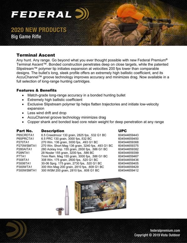 Federal P3006TA1 Premium Terminal Ascent 30-06Springfield 175gr 20 Per Box/10 Case - Image 2