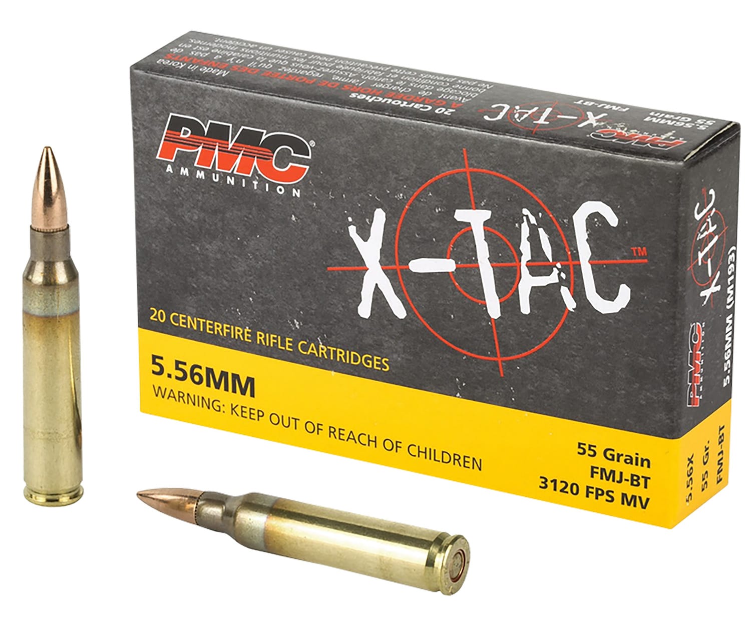 PMC 556X X-Tac 5.56x45mm NATO - 55 Grain | FMJ-BT | 20/Ct